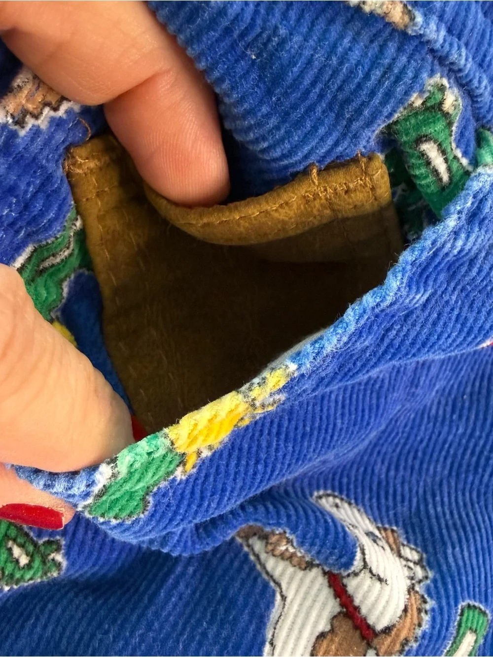 Vintage OshKosh B'gosh Blue Corduroy Overalls with Animal Print-Cowboy